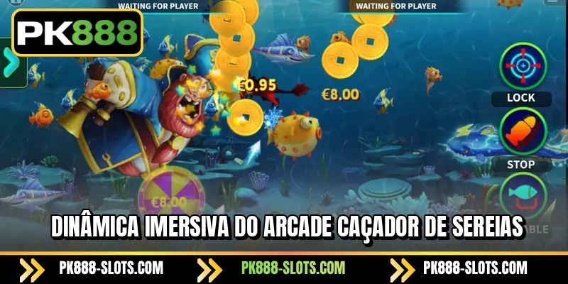 Dinâmica imersiva do arcade Caçador de Sereias
